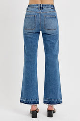 Raw Hem Ankle Bootcut Jeans Plus Size Risen